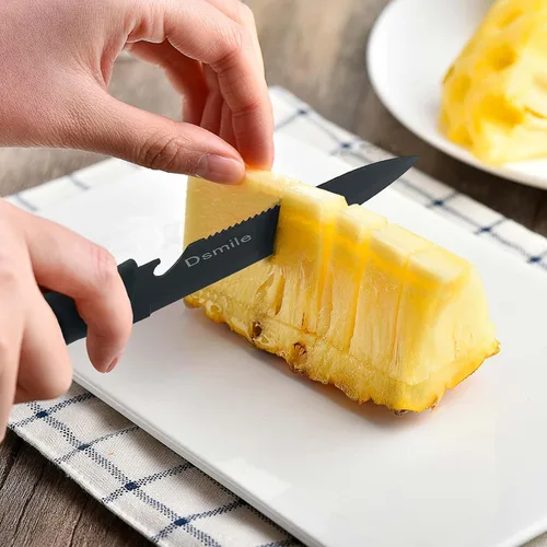Miniatura 6 de Dsmile Juego de cuchillos de cocina de acero inoxidable de 3 piezas (chef, utilidad, pelar) con hoyuelos revestidos y cubiertas para cuchillos
