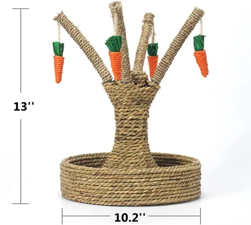 Miniatura 2 de Rascador de hurón, conejito de árbol, juguetes para masticar, gato, ratán, césped, trepador, árbol divertido, zanahoria, juguetes para animales