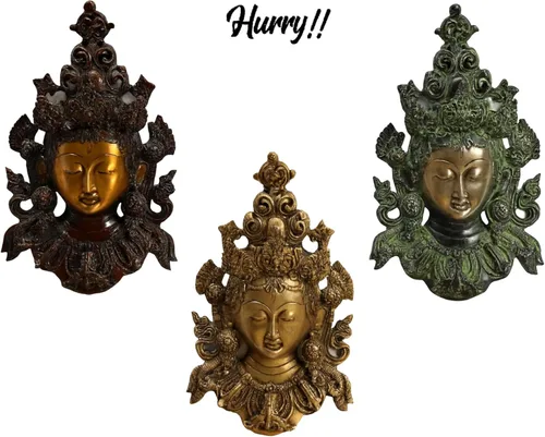 Miniatura 2 de Himalayan Craft Estatua de escultura de latón de Tara verde Buda tibetana nos alivia del sufrimiento físico emocional y espiritual hecho a mano
