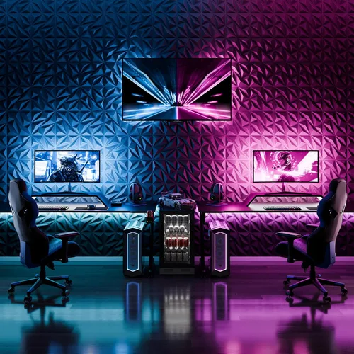 Miniatura 6 de Paquete de 16 Paneles de Pared 3D para Decoración de Pared Interior, 11.8'' x 11.8'' Paneles de Pared Decorativos, Paneles de Pared de Acento, Negro
