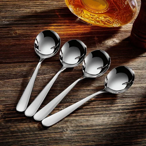 Miniatura 8 de KEAWELL Cucharas de sopa Louise premium de 7 pulgadas, acero inoxidable 18/10, aptas para lavavajillas (4)