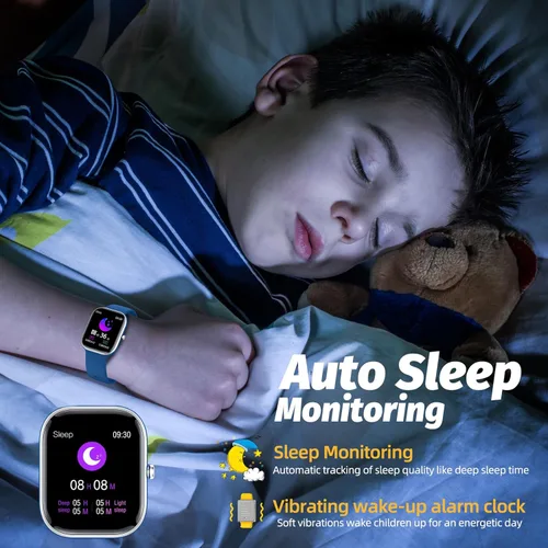 Miniatura 5 de YOUSOKU Reloj de seguimiento de actividad física para niños, IP68, impermeable, reloj inteligente con diales DIY de 1.5 pulgadas, 19 modos Azul