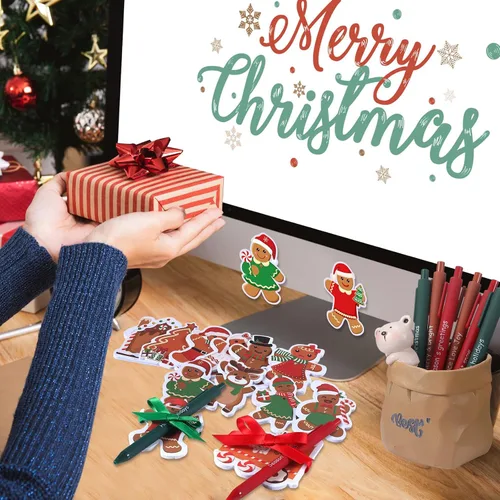 Miniatura 5 de Pasimy Juego de 24 notas adhesivas de Navidad y bolígrafos, regalos navideños de invierno para estudiantes, compañeros de trabajo, blocs de notas