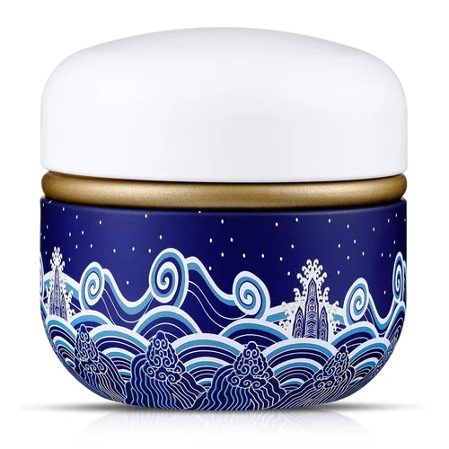 Estuche de polvo corporal con recipiente de polvo para polvo, recipiente de té para bebé y adulto, caja de té en polvo de talco (mar azul)