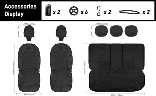 Miniatura 7 de CAROMOP Fundas de asiento de coche de cuero PU de lujo, juego delantero - Fundas de asiento impermeables y antimanchas para automóviles, fundas