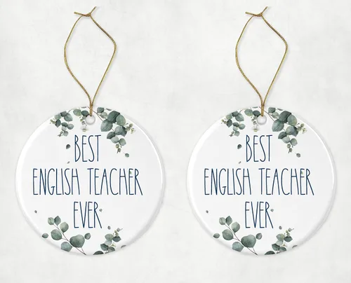 Miniatura 3 de DiandDesignGift Adorno para profesor de inglés, el mejor regalo de Navidad para profesor, regalo de cumpleaños, aniversario, adorno impreso en ambos