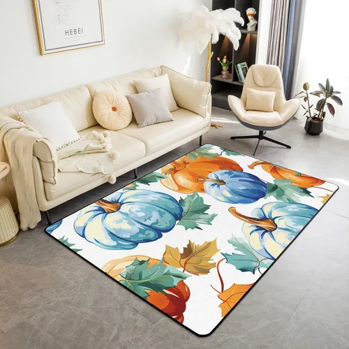 Miniatura 21 de Bonita alfombra de pavo de 3 x 5 para niños y niñas, alfombra de cosecha de Acción de Gracias, alfombra de decoración de otoño antideslizante