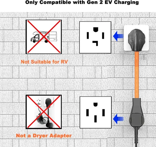 Miniatura 4 de NEMA 14-30P a 14-50R Cable adaptador de cargador EV de 4 clavijas de 30 amperios a adaptador de conversión EV de 50 amperios solo compatible