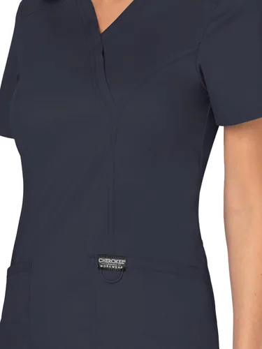 Miniatura 3 de Workwear Revolution WW610 - Ropa quirúrgica con estilo cruzado falso para mujer, elástica, suave y de fácil cuidado