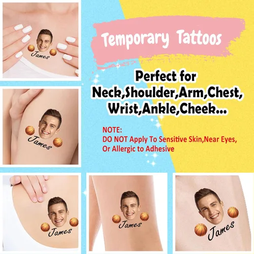 Miniatura 3 de Tatuajes temporales personalizados, tatuajes faciales personalizados para cumpleaños, bodas, despedidas de soltera, 1 juego de 15 piezas patrón 21