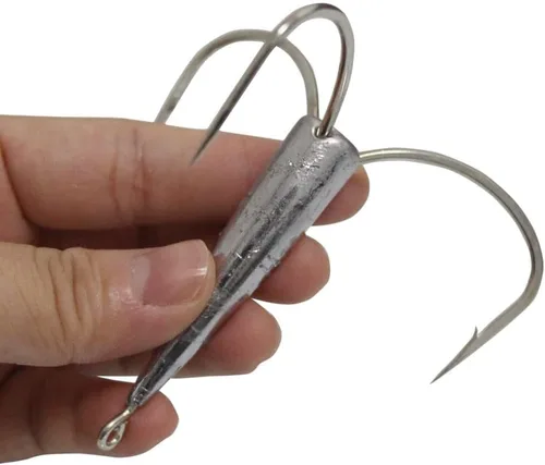 Paquete de 2 anzuelos agudos con peso para enganchar, ganchos de pesca grandes con peso de 1.7 onzas, 2.1 onzas, 2.5 onzas