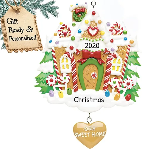 Miniatura 5 de Adorno 3D personalizado para la primera Navidad en el nuevo hogar 2025 Corona de casa de jengibre nuestro primer adorno para el hogar 2025 adornos