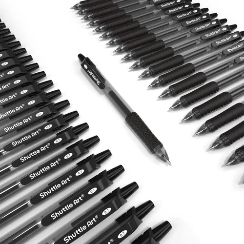 Miniatura 8 de Shuttle Art Bolígrafos de gel negros, paquete de 70 bolígrafos retráctiles de tinta de gel de punta media, escritura suave con agarre cómodo