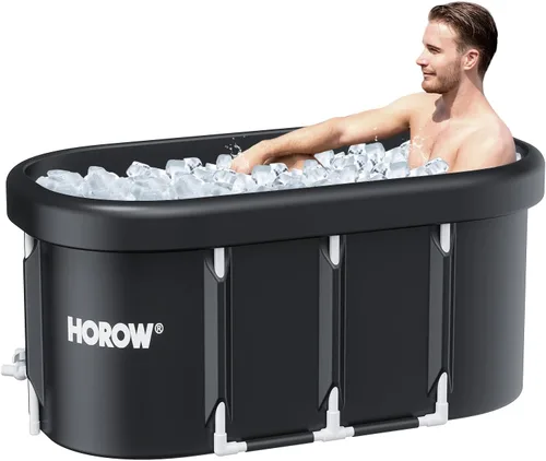 HOROW Bañera de hielo ovalada extragrande para atletas, 100 galones, portátil, para recuperación y terapia de agua fría, bañera de hielo de