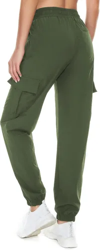 Miniatura 3 de MOUEEY Pantalones deportivos tipo cargo para mujer ligeros de secado rápido resistentes al agua pantalones casuales con bolsillos con cremallera