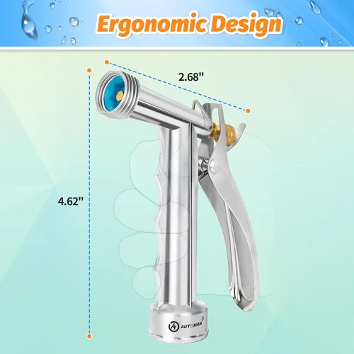 Miniatura 4 de AUTOMAN Full Size Garden Hose Nozzle, High Pressure Pistol Grip Water Nozzle Sprayer with Threaded Front, Adjustable Spray Water Flow for Washing