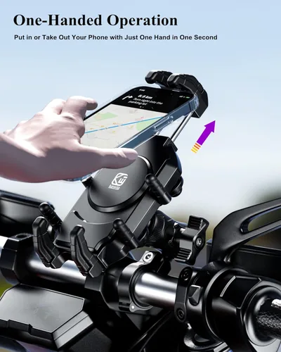 Miniatura 4 de BRCOVAN Soporte Antirrobo para Teléfono de Motocicleta con Amortiguador de Vibraciones y Bloqueo Seguro de Alta Velocidad, Soporte de Teléfono