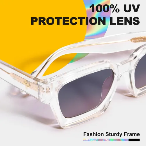 Miniatura 41 de VISOONE Moda 100% UV400 Protección Rectángulo TR90 Y2K Gafas de sol Accesorios para Mujeres Hombres RIVER, Carne de suelo/Gris Rosa