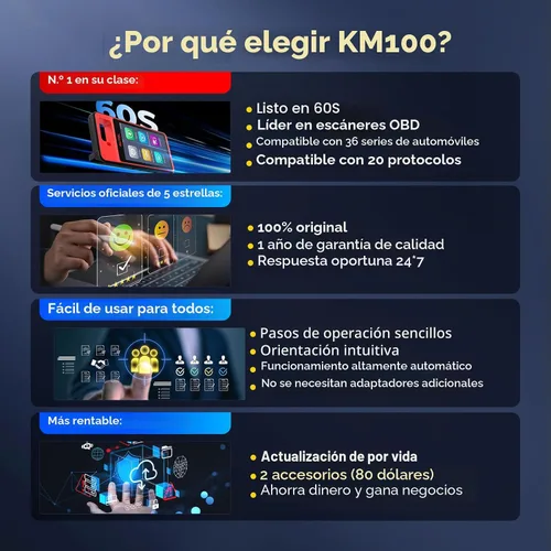 Miniatura 7 de Autel Escáner MaxilM KM100 Herramienta de diagnóstico, nueva herramienta de escaneo OBD KM100 para el 99% de vehículos, actualización de por vida