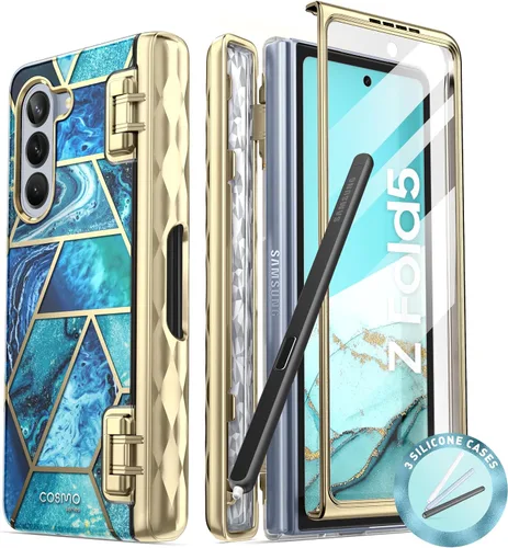 Miniatura 10 de i-Blason Cosmo - Funda para Samsung Galaxy Z Fold 5 con soporte para bolígrafo, protector de pantalla integrado, protección de bisagra, 3 fundas
