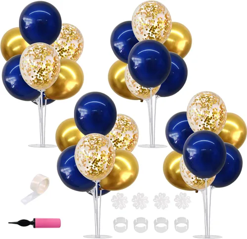 Miniatura 32 de TONIFUL Juego de 6 centros de mesa de globos de color azul marino y plateado para mesa, kit de arco de globos para decoraciones de graduación 2026