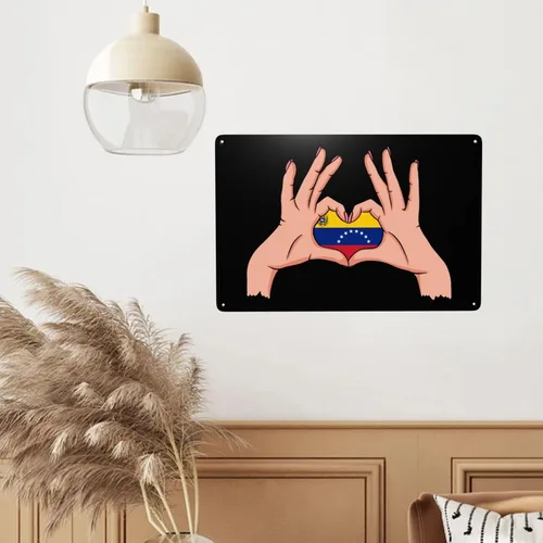 Miniatura 5 de Letreros de metal vintage con texto en inglés "Holding Love In Your Hands" de la bandera del estado de Venezuela, pintura de hierro para el hogar