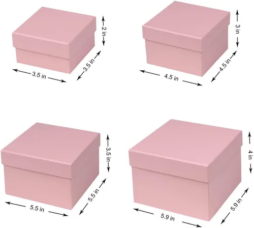 Miniatura 7 de Briful Cajas de regalo cuadradas con tapas, juego de 4 cajas de regalo rosadas, cajas de regalo de varios tamaños, cajas de regalo para regalos