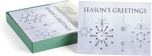 Miniatura 20 de Masterpiece - Tarjetas navideñas plateadas y rojas, juego de 15 tarjetas de Navidad en caja con detalles de aluminio y sobres a juego, tarjetas