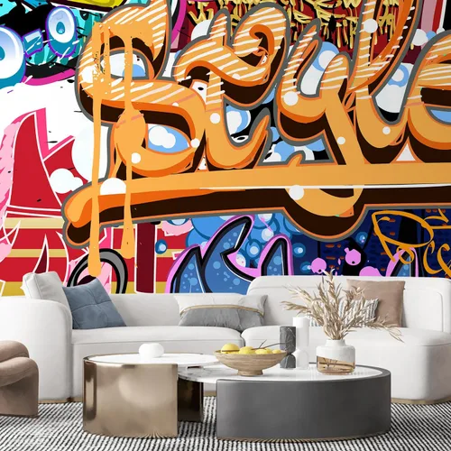 SIGNFORD - Papel tapiz de colorido diseño de graffiti, removible para dormitorio o sala de estar, 100 x 144 pulgadas Graffitis-1911-m04