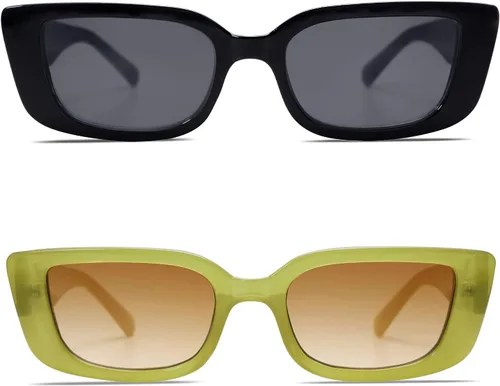 Miniatura 34 de Allarallvr Lentes de sol rectangulares para mujer, estilo retro de los años 90, Y2K, clásicos, vintage, cuadrados, AR82037