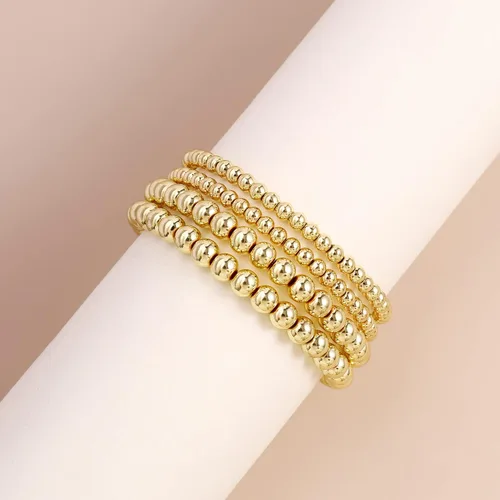Miniatura 6 de Elegance 11 designs - Pulseras elásticas de cuentas redondas chapadas en oro de 14 quilates para mujer
