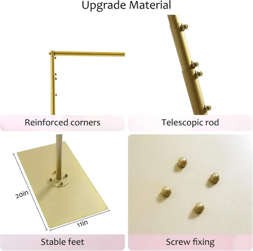 Miniatura 6 de Soporte de fondo profesional de 20 pies, soporte de fondo portátil dorado, soporte de altura ajustable para fondo de fotografía de eventos, fiestas