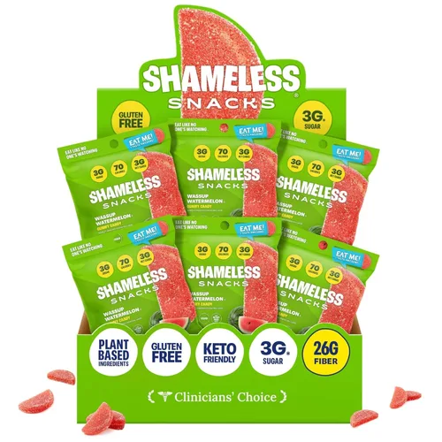 Miniatura 12 de Shameless Snacks – Snacks saludables bajos en calorías, gomitas keto bajas en carbohidratos (caramelos sin gluten) – Paquete de 6 Green Apple Blast
