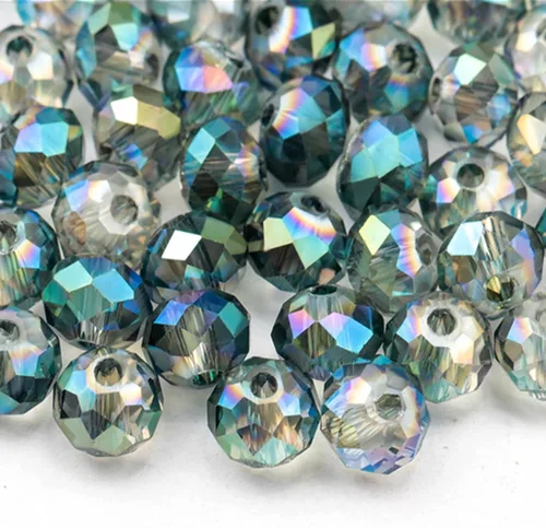 Miniatura 11 de 620 piezas de cuentas de cristal facetado Briolette, cuentas de rondelle azules facetas de 4 mm, 5 hebras, tamaño de agujero 1 mm, ideal para hacer