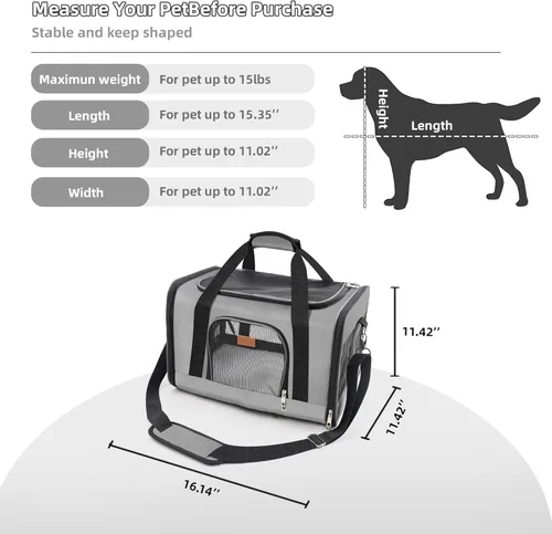 Miniatura 3 de ROYPET Transportador para gatos, bolsa portátil para mascotas para gatos y perros pequeños, bolsa plegable de malla suave y a prueba de arañazos Gris