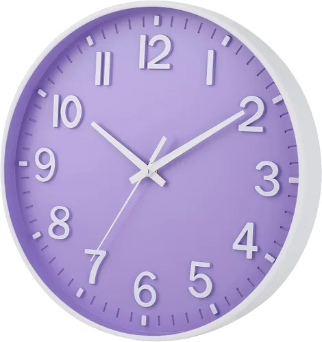 Miniatura 3 de HZDHCLH Relojes de Pared Morados Operados con Batería, 12 pulgadas Silenciosos Sin Tictac Reloj de Pared Moderno para Sala de Estar Dormitorio