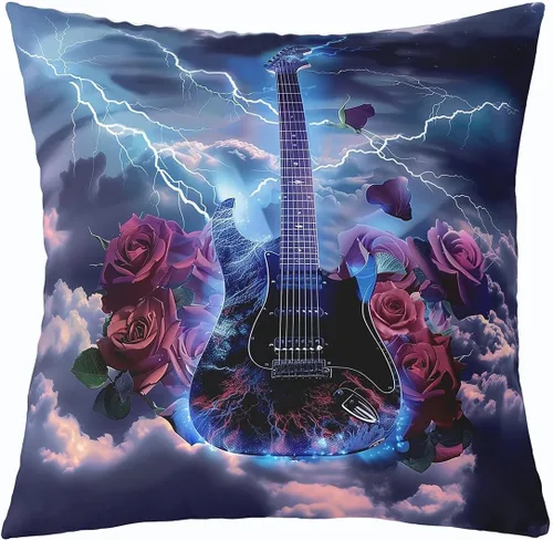 Miniatura 20 de Castle Fairy Cowboy Boots Throw Pillow Cover 16"x16" Bohemia Musical Guitar Pillowcase Western Rustic Cowgirl Reversible Print Cushion Cover Music