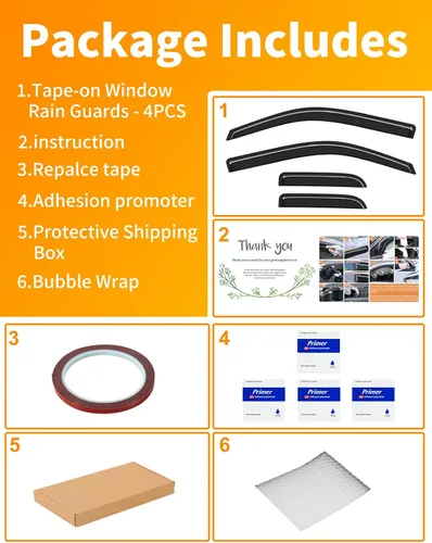 Miniatura 8 de Extra-Thick Window Rain Guard for 2004-2014 Ford F150 Extended Cab/SuperCab Rain Guards Tape-on Side Truck Window Visors Low Profile Vent Visor