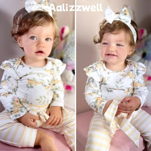 Miniatura 212 de Aalizzwell Conjunto de mameluco acanalado para bebé recién nacido prematuro para otoño e invierno