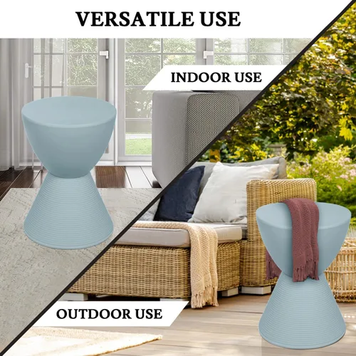 Miniatura 6 de LeisureMod Mesa auxiliar moderna de reloj de arena, mesa auxiliar de tambor de carcasa de ABS con almacenamiento para uso en interiores y Azul