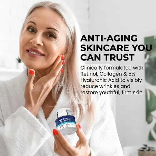 Miniatura 10 de Hidratante facial para la piel envejecida: crema antiarrugas para mujeres mayores y hombres de 50 y 60 años más con retinol, colágeno y ácido