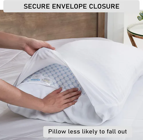 Miniatura 5 de Juego de 2 fundas de almohada Coldest Pillow Cases – Paquete de 2 fundas de almohada con cierre de sobre, funda de almohada transpirable – 100%