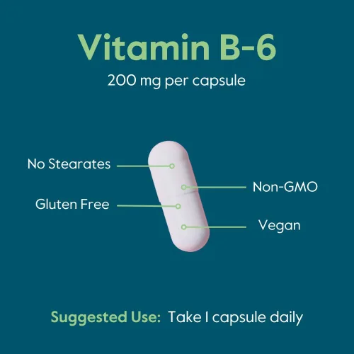 Miniatura 5 de BESTVITE Vitamina B-6 200 mg (120 cápsulas vegetarianas) - Sin estearatos - Sin agentes de flujo - Vegano - Sin OMG - Sin gluten