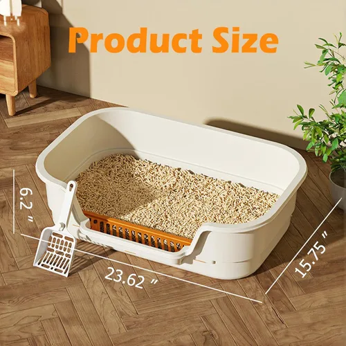 Miniatura 6 de Caja de Arena Extra Grande para Gatos con Lados Altos, Cajas de Arena para Gatos de Interior, Bandeja de Arena para Gatito, Caja de Arena