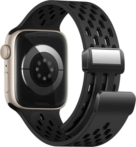 Correa/Banda Deportiva Magnética Anti Sudor para Apple Watch, Correas de Silicona Transpirable Impermeable. Compatible con iWatch Ultra SE Series