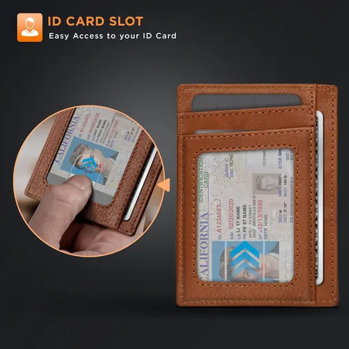 Miniatura 6 de SERMAN BRANDS RFID Blocking Slim Minimalist Mens Front Pocket Wallet. Thin Card Holder. Full Grain Leather Wallets for Men