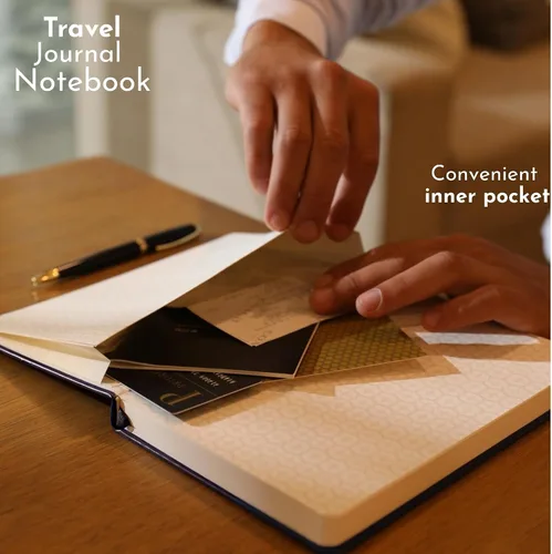 Miniatura 10 de SETTINI Cuaderno de diario para escribir, cuaderno de tapa dura de cuero vegano – Bucle para bolígrafo, bolsillos traseros y diseño plano, 120 GSM