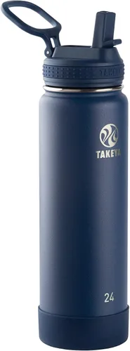 Miniatura 16 de Takeya Actives - Botella de agua de 24 onzas con tapa con popote, aislamiento de acero inoxidable de doble pared, apta para lavavajillas y sin BPA
