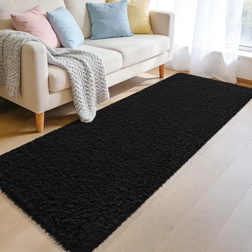 Alfombras suaves para dormitorio, alfombra de pasillo de 2 x 6 pies, alfombra de felpa lanuda antideslizante para mesita de noche, sofá, sala de