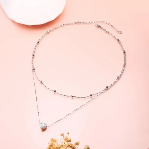 Miniatura 2 de Collares en capas para mujer de plata de ley S925, collar para mujer, collar de círculocorazóndoble círculocruzestrellamal de ojo, collar hecho a